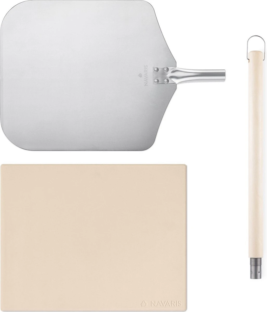 Navaris Pizzasteen XL Voor Oven En Barbecue - Rechthoekige Pizzaplaat 38 X 30 Cm - Inclusief Pizzaschep Met Extra Lang Handvat En Receptenboek 2 Navaris Pizzasteen XL Voor Oven En Barbecue - Rechthoekige Pizzaplaat 38 X 30 Cm - Inclusief Pizzaschep Met Extra Lang Handvat En Receptenboek - Afbeelding 2