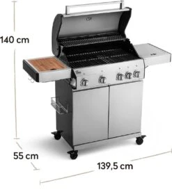 Burnhard Gas BBQ Big FRED Deluxe - 4 Branders - Incl. Keramische Infraroodbrander & Afdekhoes - Deluxe -Barbecue Verkoop 1063x1200 6