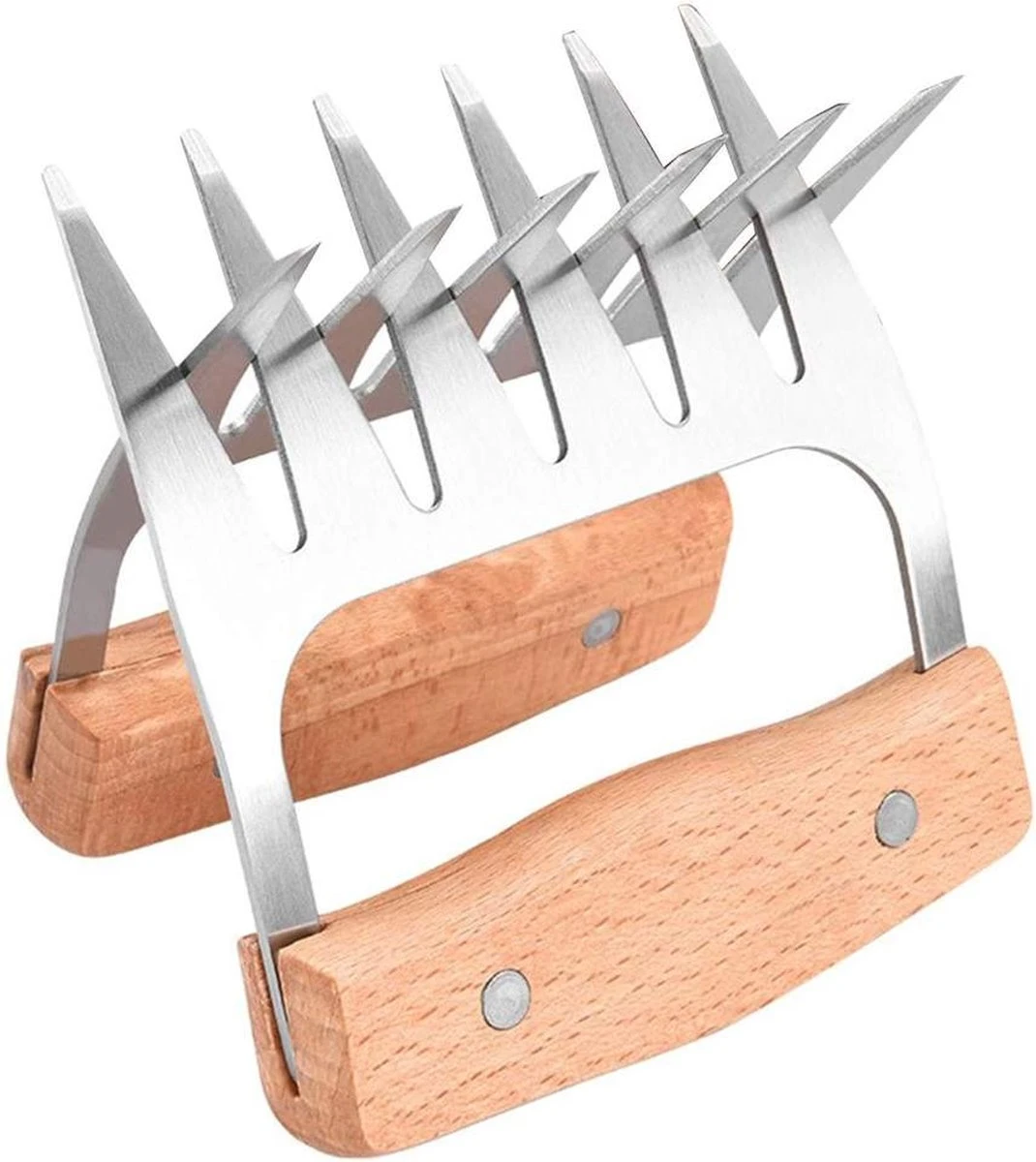 GrillX Luxe Vleesklauwen - Houten Handvat - RVS Meat Claws - Vleesshredder - Pulled Pork, Chicken - BBQ Accesoires 1 GrillX Luxe Vleesklauwen - Houten Handvat - RVS Meat Claws - Vleesshredder - Pulled Pork, Chicken - BBQ Accesoires