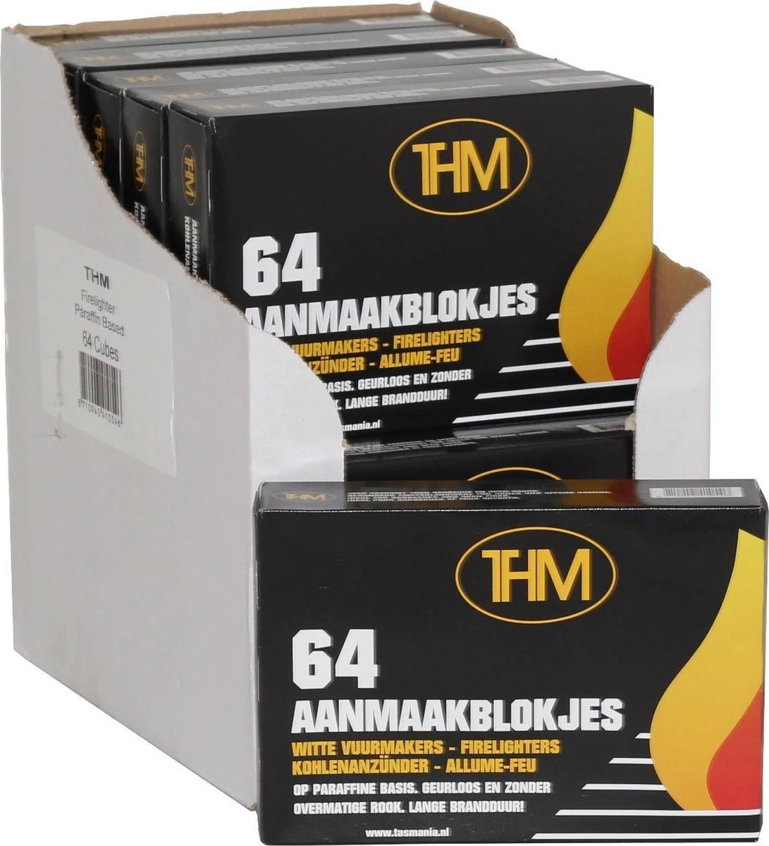 THM Witte Aanmaakblokjes Paraffine 64 Stuks Omdoos 12 Pakjes 1 THM Witte Aanmaakblokjes Paraffine 64 Stuks Omdoos 12 Pakjes