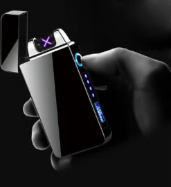 Merkloos Cuberna Elektrische Plasma USB Aansteker Met Batterij Indicator Ice Black - Wind En Storm Bestendig - Geschikt Voor Kaarsen, Vuurwerk, Sigaretten En BBQ -Barbecue Verkoop 1099x1200