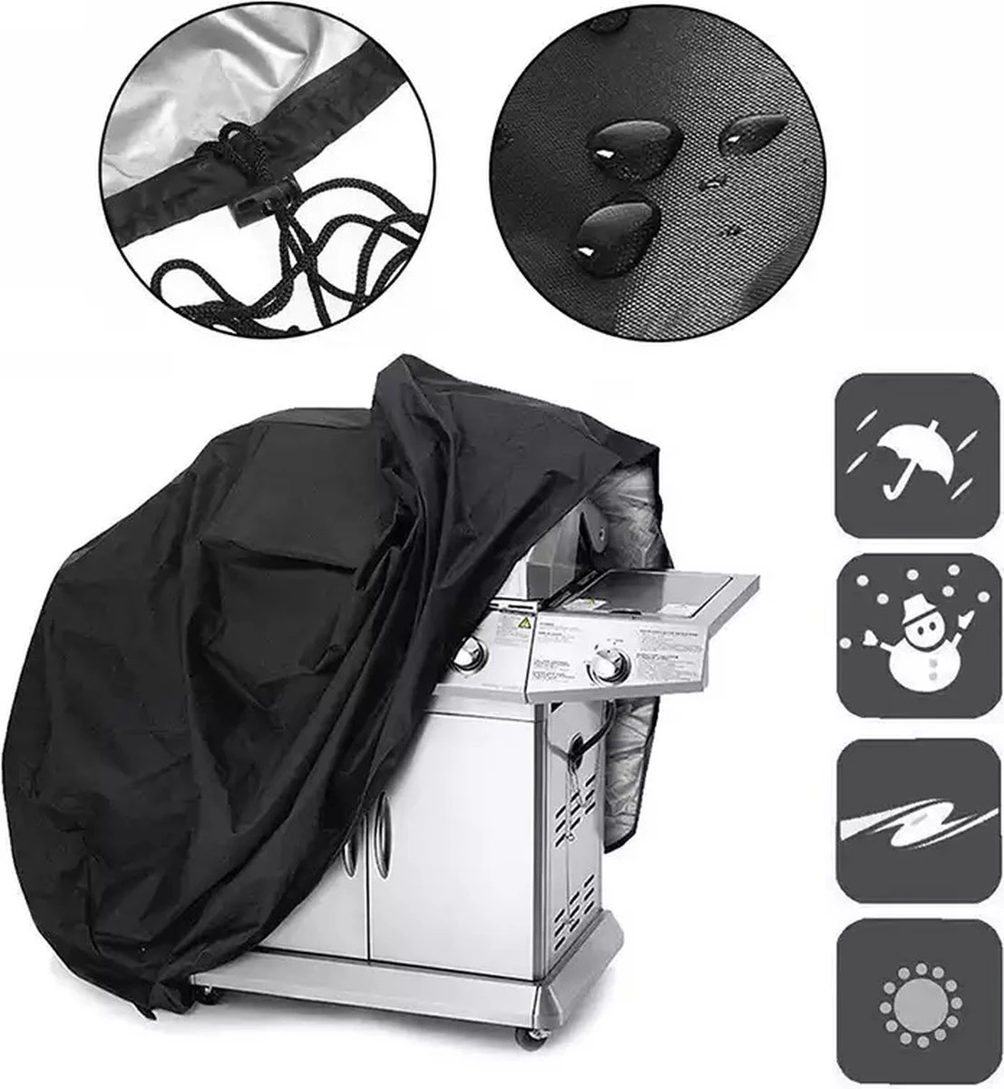 TammaT - BBQ Hoes - Waterdichte Beschermhoes - UV Bescherming - Maat L 170 X 61 X 117 Cm - Met Trekkoord 8 TammaT - BBQ Hoes - Waterdichte Beschermhoes - UV Bescherming - Maat L 170 X 61 X 117 Cm - Met Trekkoord - Afbeelding 8