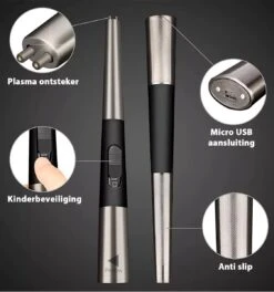 Oplaadbare Lange Elektrische Aansteker - Duurzame Plasma Aansteker – Luxe Aansteker - Inclusief Cadeauverpakking - BBQ – Kaarsen - Zwart -Barbecue Verkoop 1123x1200