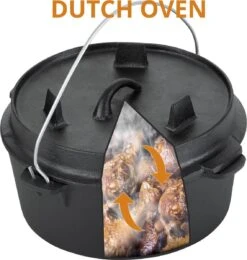 Dutch Mountains Gietijzeren Pannenset 7-delig - Dutch Oven – Braadpan - Grillpan - Hapjespan - Kookset In Houten Transportkist - Deksellifter - Brander -Barbecue Verkoop 1139x1200 3
