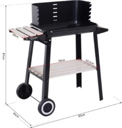 Verrijdbare Barbecue – Houtskool/Briketten - Verstelbare Grillplaat – Houten Tafel – Winscherm – Gewicht 5.9kg -Barbecue Verkoop 1150x1200 2
