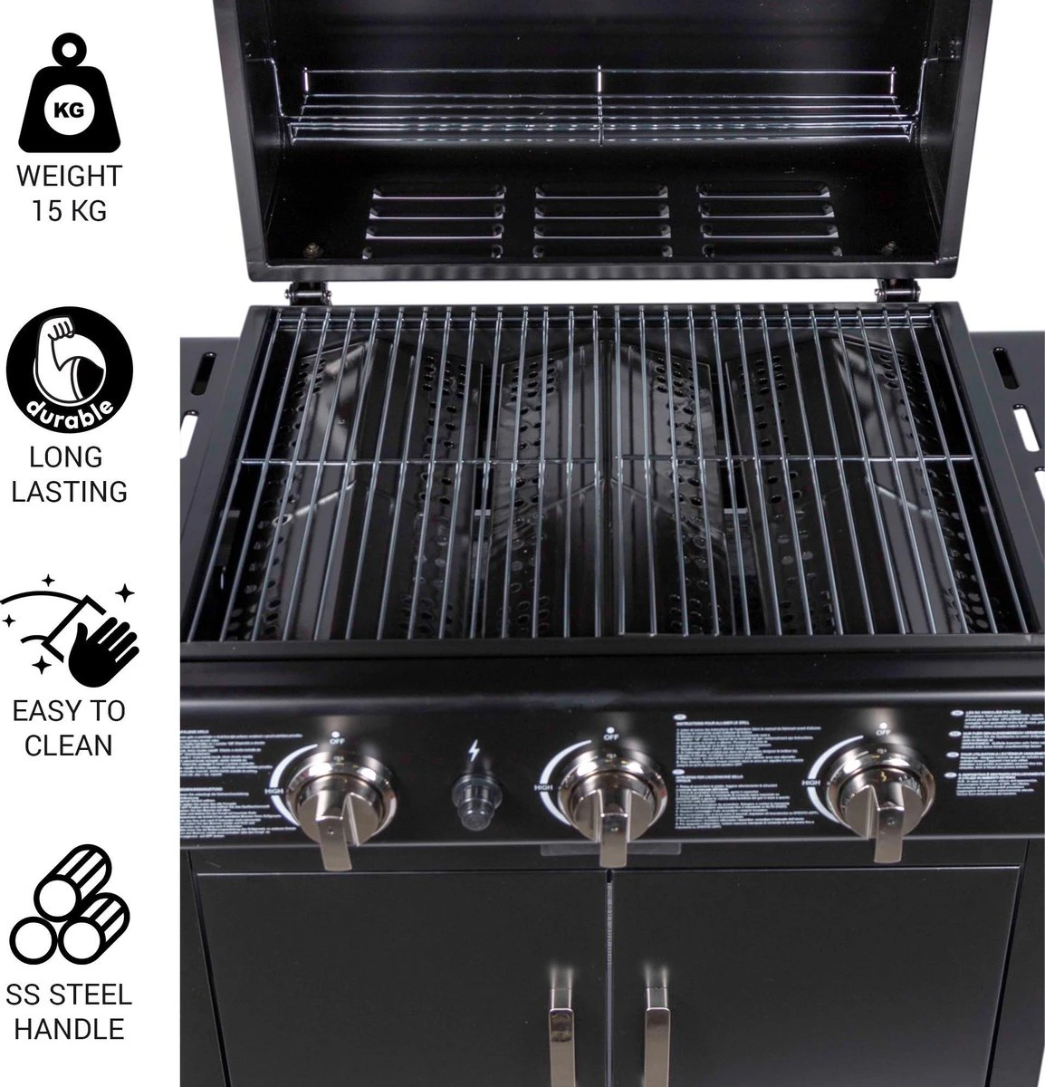 MaxxGarden Gas Barbecue - 3 Branders - Incl. Gratis BBQ Set 7 MaxxGarden Gas Barbecue - 3 Branders - Incl. Gratis BBQ Set - Afbeelding 7