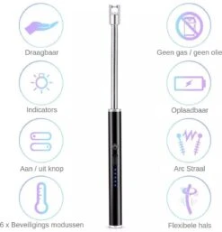 Merkloos BBQ Aansteker Oplaadbaar Met Usb Kabel - Elektrische Keuken Aansteker - Flexibele Aansteker - Zwart -Barbecue Verkoop 1155x1200