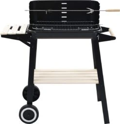 Verrijdbare Barbecue – Houtskool/Briketten - Verstelbare Grillplaat – Houten Tafel – Winscherm – Gewicht 5.9kg -Barbecue Verkoop 1161x1200