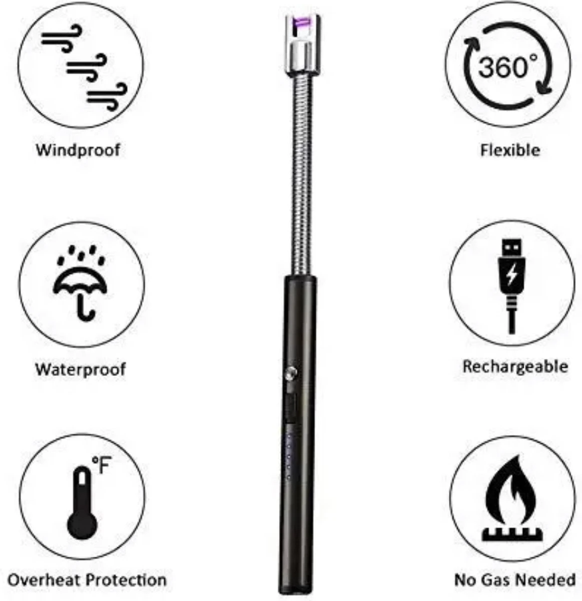 Le Cose USBurn-BBQ Aansteker-oplaadbare Aansteker Met Usb Kabel-Elektrische Plasma Aansteker-windbestendig En Buigzaam-zwart-USB-Lange Flexibele Aansteker 3 Le Cose USBurn-BBQ Aansteker-oplaadbare Aansteker Met Usb Kabel-Elektrische Plasma Aansteker-windbestendig En Buigzaam-zwart-USB-Lange Flexibele Aansteker - Afbeelding 3