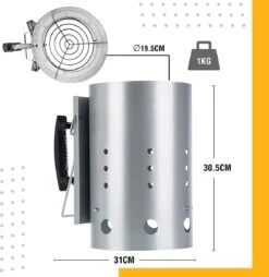 Kolen Starter GROOT - Brikettenstarter Met Veiligheidshandgreep - Snelstarter Voor Barbecue - BBQ Houtskool Starter -Barbecue Verkoop 1165x1200