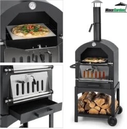 MaxxGarden Pizza Oven Buiten - Houtskool – Incl. Pizzasteen - 45x65x158cm -Barbecue Verkoop 1175x1200