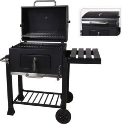 Houtskool BBQ Op Wielen + Tafel | Mat Zwart - X86000060 -Barbecue Verkoop 1180x1200 6