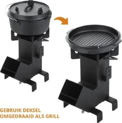 Dutch Mountains Gietijzeren Pannenset 7-delig - Dutch Oven – Braadpan - Grillpan - Hapjespan - Kookset In Houten Transportkist - Deksellifter - Brander -Barbecue Verkoop 1185x1200