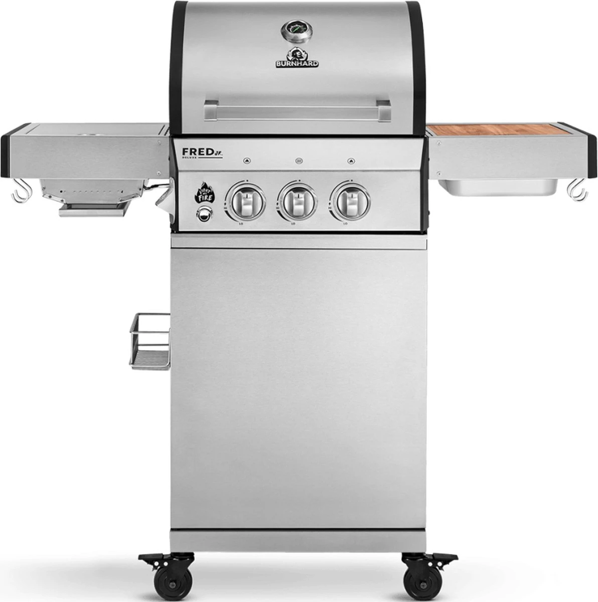 Burnhard Gas BBQ FRED JR. Deluxe - 2 Branders - Incl. Keramische Infraroodbrander & Afdekhoes - Deluxe 19 Burnhard Gas BBQ FRED JR. Deluxe - 2 Branders - Incl. Keramische Infraroodbrander & Afdekhoes - Deluxe - Afbeelding 19