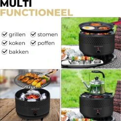 Ozocozy BBQ-ONE Houtskool Tafelbarbecue - Ø30 Cm- Zwart - Incl. Draagtas, Siliconen Bakkwast En RVS-Barbecuetang -Barbecue Verkoop 1193x1200 3