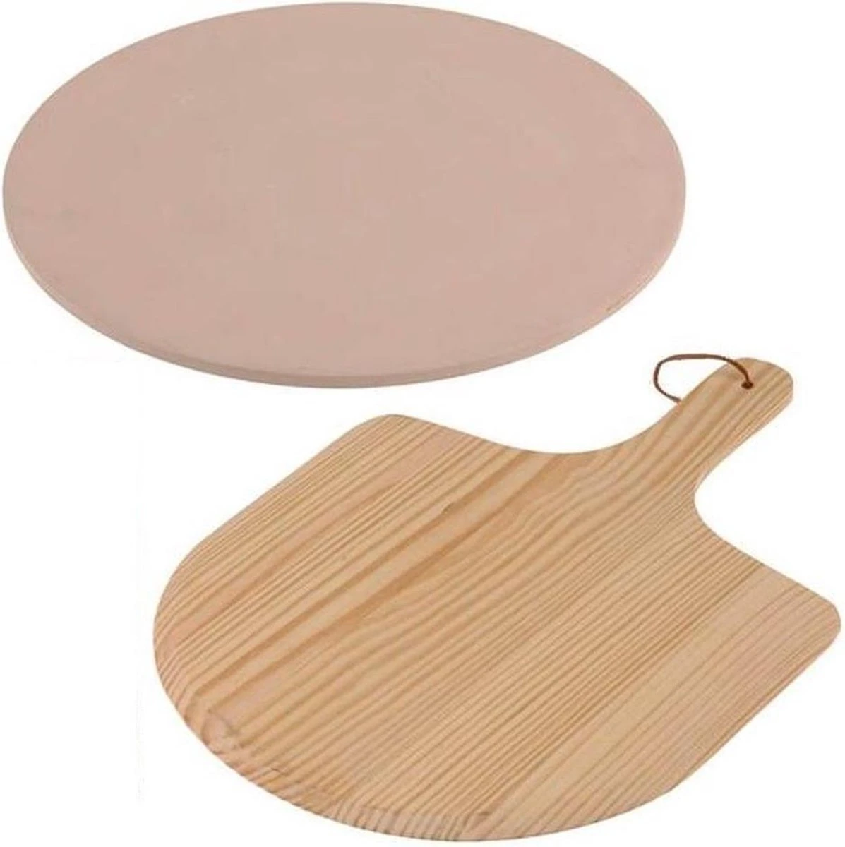 MaxxHome Pizzasteen - BBQ Steen - Maximum Te Verhitten Tot 600 Graden - ⌀33 - Incl. Houten Schep 2 MaxxHome Pizzasteen - BBQ Steen - Maximum Te Verhitten Tot 600 Graden - ⌀33 - Incl. Houten Schep - Afbeelding 2