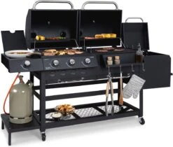 Klarstein Kingsville Double Barbecue - Houtskool- En Gasbarbecue - Smoker BBQ - Inclusief Deksels En Thermometer - Met 2 Roosters - Zwart 21 Klarstein Kingsville Double Barbecue - Houtskool- En Gasbarbecue - Smoker BBQ - Inclusief Deksels En Thermometer - Met 2 Roosters - Zwart -Barbecue Verkoop 1200x1020 1