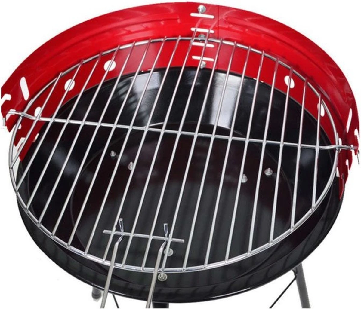 Houtskoolbarbecue Ø33 Cm | Verstelbare Grill BBQ | Halfopen | Zwart / Rood 8 Houtskoolbarbecue Ø33 Cm | Verstelbare Grill BBQ | Halfopen | Zwart / Rood - Afbeelding 8