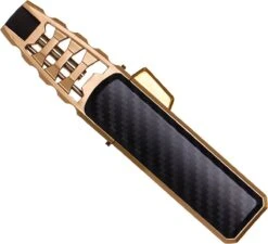 Merkloos Turbo Jetflame Aansteker - Gasbrander - Vuurwerk Torch - Crème Brûlée Brander - BBQ En Sigaren Aansteker - Windproof - Carbon Met Goudkleurige Metalen Behuizing -Barbecue Verkoop 1200x1094