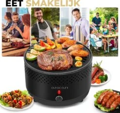 Ozocozy BBQ-ONE Houtskool Tafelbarbecue - Ø30 Cm- Zwart - Incl. Draagtas, Siliconen Bakkwast En RVS-Barbecuetang -Barbecue Verkoop 1200x1133 2