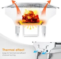 Uten - Houtskoolbarbecue - Opvouwbare Barbecue - Houtskoolbarbecues - Draagbare Camping Barbecue - 430 Roestvrij Staal Grill BBQ - 5-10 Persoon Tuin Buitenfeest - Zilver -Barbecue Verkoop 1200x1152