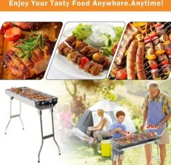 Uten - Houtskoolbarbecue - Opvouwbare Barbecue - Houtskoolbarbecues - Draagbare Camping Barbecue - 430 Roestvrij Staal Grill BBQ - 5-10 Persoon Tuin Buitenfeest - Zilver -Barbecue Verkoop 1200x1162 6