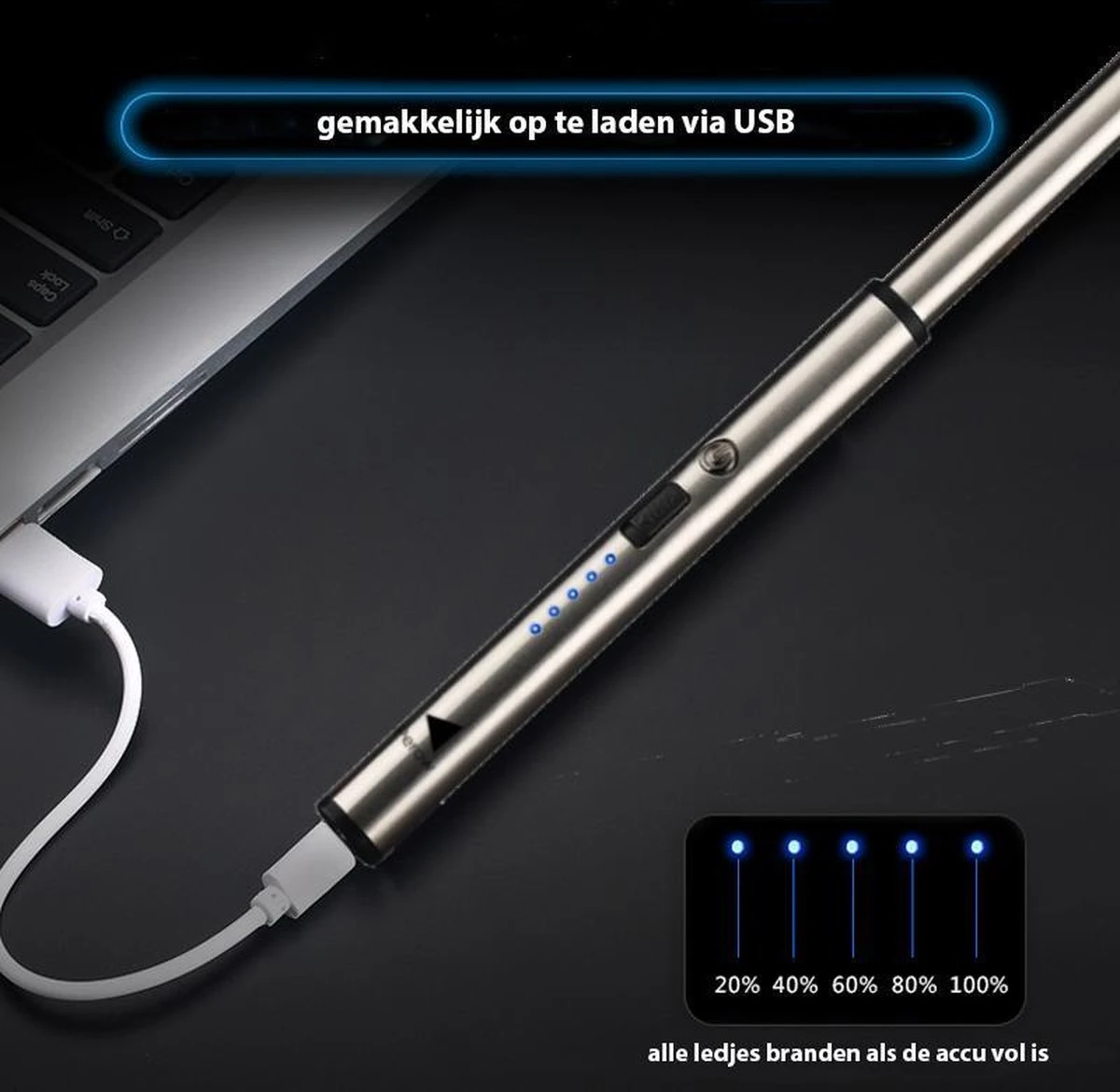 Oplaadbare Lange Dunne Elektrische Aansteker - Duurzame Plasma Aansteker - Inclusief Cadeauverpakking - BBQ – Kaarsen – Zilver 3 Oplaadbare Lange Dunne Elektrische Aansteker - Duurzame Plasma Aansteker - Inclusief Cadeauverpakking - BBQ – Kaarsen – Zilver - Afbeelding 3