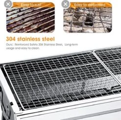 Uten - Houtskoolbarbecue - Opvouwbare Barbecue - Houtskoolbarbecues - Draagbare Camping Barbecue - 430 Roestvrij Staal Grill BBQ - 5-10 Persoon Tuin Buitenfeest - Zilver -Barbecue Verkoop 1200x1184 3