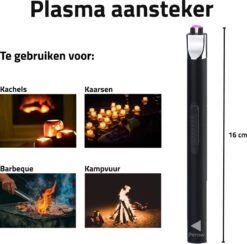 Oplaadbare Lange Elektrische Aansteker - Duurzame Plasma Aansteker - Inclusief Cadeauverpakking - BBQ - Kaarsen - Zwart -Barbecue Verkoop 1200x1187 3