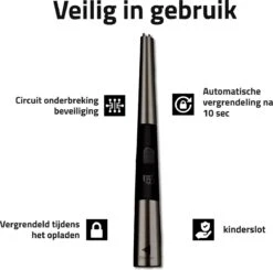Oplaadbare Lange Elektrische Aansteker - Duurzame Plasma Aansteker – Luxe Aansteker - Inclusief Cadeauverpakking - BBQ – Kaarsen - Zwart -Barbecue Verkoop 1200x1188