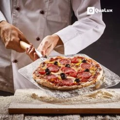 Qualux Pizzaschep Tweedelig – Pizzaschep Voor BBQ – Ophangbaar – Hout/rvs -Barbecue Verkoop 1200x1200 188