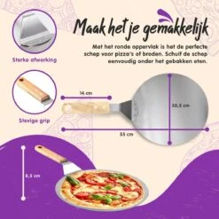 Nowad Pizzaschep RVS Rond Voor BBQ En Oven - 30,5 Cm - Pizzaspatel - Taartschep - Houten Handvat - Ophangbaar - Rond - Vaatwasbestendig - Keukenaccessoires -Barbecue Verkoop 1200x1200 226