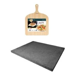 ETNA Pizza Set - Grote Pizzasteen & GRATIS Pizzaschep - 30 Cm X 38 Cm - Echt Italiaanse Pizzasteen - Broodbaksteen - BBQ Pizzasteen - Gemaakt Van Lavasteen Uit De Etna - Non-stick - Eppicotispai -Barbecue Verkoop 1200x1200 320