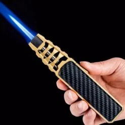 Merkloos Turbo Jetflame Aansteker - Gasbrander - Vuurwerk Torch - Crème Brûlée Brander - BBQ En Sigaren Aansteker - Windproof - Carbon Met Goudkleurige Metalen Behuizing -Barbecue Verkoop 1200x1200 33