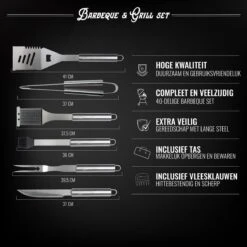 Mountain Jack® 40-Delige Luxe BBQ Grill Accessoires Set In Roestvrij Staal – Barbecue Gereedschap – Tangenset, Vlees Thermometer, Vleestang, Borstel, Spiezen, Vleesmes, Vleesvork -Barbecue Verkoop 1200x1200 57