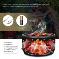Ozocozy BBQ-ONE Houtskool Tafelbarbecue - Ø30 Cm- Zwart - Incl. Draagtas, Siliconen Bakkwast En RVS-Barbecuetang -Barbecue Verkoop 1200x1200 577