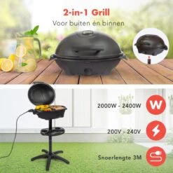 KitchenBrothers Elektrische BBQ - Met Grillplaat - Anti-aanbaklaag - Incl. Plank/Houders - Grilloppervlak 46,5x33,8cm - Tot 300°C - 2400W - Zwart 15 KitchenBrothers Elektrische BBQ - Met Grillplaat - Anti-aanbaklaag - Incl. Plank/Houders - Grilloppervlak 46,5x33,8cm - Tot 300°C - 2400W - Zwart -Barbecue Verkoop 1200x1200 597