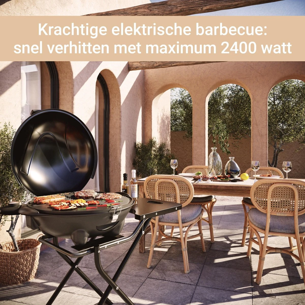 SUNTEC Elektrische BBQ 9493 - Geschikt Voor Buiten Als Tafelbarbecue Of Staande Barbecue - Barbecue Voor Balkon, Terras, Tuin En Camping - Elektrisch Barbecueën Met Max. 2400 Watt - Mobiel Onderstel 9 SUNTEC Elektrische BBQ 9493 - Geschikt Voor Buiten Als Tafelbarbecue Of Staande Barbecue - Barbecue Voor Balkon, Terras, Tuin En Camping - Elektrisch Barbecueën Met Max. 2400 Watt - Mobiel Onderstel - Afbeelding 9