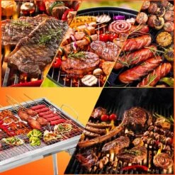 Uten - Houtskoolbarbecue - Opvouwbare Barbecue - Houtskoolbarbecues - Draagbare Camping Barbecue - 430 Roestvrij Staal Grill BBQ - 5-10 Persoon Tuin Buitenfeest - Zilver -Barbecue Verkoop 1200x1200 762