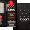 Zippo Brushed Chrome Aansteker, Benzine En Flints Gift Set