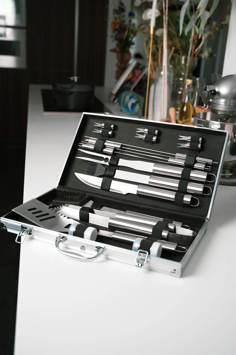 Sens Design BBQ Accesoires - 18 Delig - BBQ Gereedschapset Koffer 5 Sens Design BBQ Accesoires - 18 Delig - BBQ Gereedschapset Koffer - Afbeelding 5