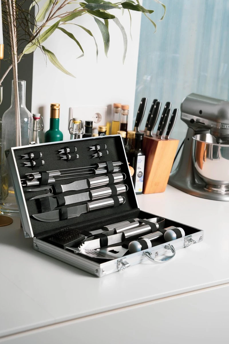 Sens Design BBQ Accesoires - 18 Delig - BBQ Gereedschapset Koffer 9 Sens Design BBQ Accesoires - 18 Delig - BBQ Gereedschapset Koffer - Afbeelding 9