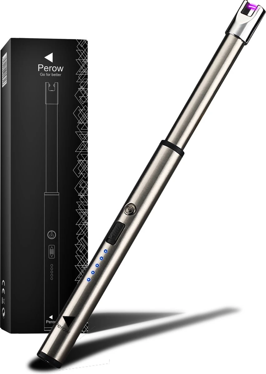 Oplaadbare Lange Dunne Elektrische Aansteker - Duurzame Plasma Aansteker - Inclusief Cadeauverpakking - BBQ – Kaarsen – Zilver 1 Oplaadbare Lange Dunne Elektrische Aansteker - Duurzame Plasma Aansteker - Inclusief Cadeauverpakking - BBQ – Kaarsen – Zilver