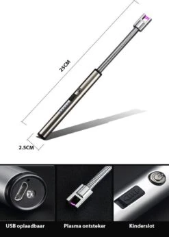 Oplaadbare Lange Elektrische Aansteker Buigbaar - Buigbare Aansteker - Duurzame Plasma Aansteker - Inclusief Cadeauverpakking - BBQ – Kaarsen – Zilver -Barbecue Verkoop 856x1200